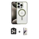 Marsilyan™- İphone 15 Pro Max Kılıf Siluet Çizgi Serisi - Siyah Bilvis 3D Mat Cam Ekran Koruyucu + Pvd Metal Kamera Lens