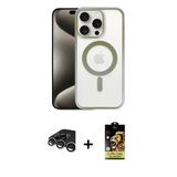 Marsilyan™- İphone 15 Pro Max Kılıf Siluet Çizgi Serisi - Siyah Buffer Cam Ekran Koruyucu + Raze Metal Kamera Lens - Gs
