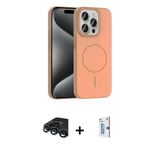 Marsilyan™- İphone 15 Pro Max Kılıf Siluet Doku Özel Seri - Siyah Bilvis 0.18Mm Plus Cam Ekran Koruyucu + Raze Metal Kam