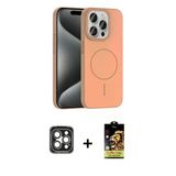 Marsilyan™- İphone 15 Pro Max Kılıf Siluet Doku Özel Seri - Siyah Buffer Cam Ekran Koruyucu + Pvd Metal Kamera Lens - Gı