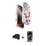 Marsilyan™- İphone 15 Pro Max Kılıf Siluet Doku - Şeffaf 360 Full Body Arka Koruyucu + Raze Metal Kamera Lens - Sh