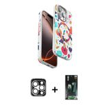 Marsilyan™- İphone 15 Pro Max Kılıf Siluet Doku - Siyah 360 Mat Full Body Arka Koruyucu + Pvd Metal Kamera Lens - Gs