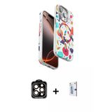 Marsilyan™- İphone 15 Pro Max Kılıf Siluet Doku - Siyah Bilvis 0.18Mm Plus Cam Ekran Koruyucu + Pvd Metal Kamera Lens -
