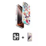 Marsilyan™- İphone 15 Pro Max Kılıf Siluet Doku - Siyah Bilvis 3D Mat Cam Ekran Koruyucu + Pvd Metal Kamera Lens - Gs