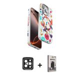 Marsilyan™- İphone 15 Pro Max Kılıf Siluet Doku - Siyah Bilvis Hayalet Cam Ekran Koruyucu + Pvd Metal Kamera Lens - Sh