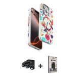 Marsilyan™- İphone 15 Pro Max Kılıf Siluet Doku - Siyah Bilvis Hayalet Cam Ekran Koruyucu + Raze Metal Kamera Lens - Lt