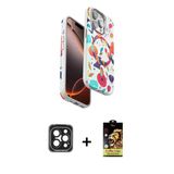 Marsilyan™- İphone 15 Pro Max Kılıf Siluet Doku - Siyah Buffer Cam Ekran Koruyucu + Pvd Metal Kamera Lens - Sh