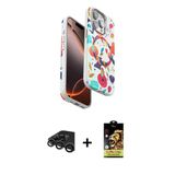 Marsilyan™- İphone 15 Pro Max Kılıf Siluet Doku - Siyah Buffer Cam Ekran Koruyucu + Raze Metal Kamera Lens - Tmgı