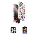 Marsilyan™- İphone 15 Pro Max Kılıf Siluet Doku - Siyah Buffer Hayalet Cam Ekran Koruyucu + Pvd Metal Kamera Lens - Gs