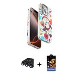 Marsilyan™- İphone 15 Pro Max Kılıf Siluet Doku - Siyah Buffer Hayalet Cam Ekran Koruyucu + Raze Metal Kamera Lens - Lt