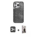 Marsilyan™- İphone 15 Pro Max Kılıf Siluet Form Serisi - Siyah Bilvis Hayalet Cam Ekran Koruyucu + Pvd Metal Kamera Lens