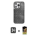 Marsilyan™- İphone 15 Pro Max Kılıf Siluet Form Serisi - Siyah Buffer Cam Ekran Koruyucu + Pvd Metal Kamera Lens - Gı