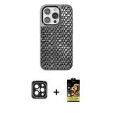 Marsilyan™- İphone 15 Pro Max Kılıf Siluet Form Serisi - Siyah Buffer Cam Ekran Koruyucu + Pvd Metal Kamera Lens - Sh