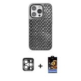 Marsilyan™- İphone 15 Pro Max Kılıf Siluet Form Serisi - Siyah Buffer Hayalet Cam Ekran Koruyucu + Pvd Metal Kamera Lens