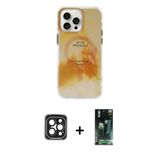 Marsilyan™- İphone 15 Pro Max Kılıf Ufuk Doku Prime - Şeffaf 360 Full Body Arka Koruyucu + Pvd Metal Kamera Lens - Sh