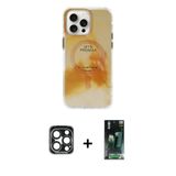 Marsilyan™- İphone 15 Pro Max Kılıf Ufuk Doku Prime - Siyah 360 Mat Full Body Arka Koruyucu + Pvd Metal Kamera Lens - Lt