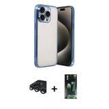 Marsilyan™- İphone 15 Pro Max Kılıf Vadi Minimal - Şeffaf 360 Full Body Arka Koruyucu + Raze Metal Kamera Lens - Lt