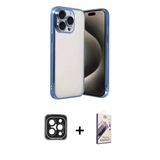 Marsilyan™- İphone 15 Pro Max Kılıf Vadi Minimal - Siyah Bilvis 3D Mat Cam Ekran Koruyucu + Pvd Metal Kamera Lens - Sh