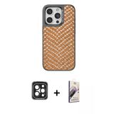 Marsilyan™- İphone 15 Pro Max Kılıf Vadi Özel Seri - Siyah Bilvis 3D Mat Cam Ekran Koruyucu + Pvd Metal Kamera Lens - Sh