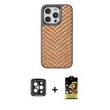 Marsilyan™- İphone 15 Pro Max Kılıf Vadi Özel Seri - Siyah Buffer Cam Ekran Koruyucu + Pvd Metal Kamera Lens - Sh