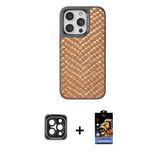Marsilyan™- İphone 15 Pro Max Kılıf Vadi Özel Seri - Siyah Buffer Hayalet Cam Ekran Koruyucu + Pvd Metal Kamera Lens - S