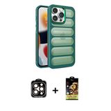 Marsilyan™- İphone 15 Pro Max Kılıf Yadigar Doku Özel Seri - Siyah Buffer Cam Ekran Koruyucu + Pvd Metal Kamera Lens - T