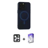 Marsilyan™- İphone 15 Pro Max Kılıf Yadigar Işık - Siyah Bilvis 5İn1 3D Magic Cam Ekran Koruyucu + Pvd Metal Kamera Lens