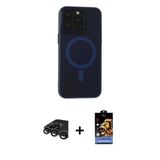 Marsilyan™- İphone 15 Pro Max Kılıf Yadigar Işık - Siyah Buffer Hayalet Cam Ekran Koruyucu + Raze Metal Kamera Lens - Tm