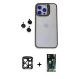 Marsilyan™- İphone 15 Pro Max Kılıf Yankı Asil Serisi - Şeffaf 360 Full Body Arka Koruyucu + Pvd Metal Kamera Lens - Lt