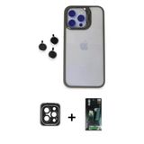 Marsilyan™- İphone 15 Pro Max Kılıf Yankı Asil Serisi - Şeffaf 360 Full Body Arka Koruyucu + Pvd Metal Kamera Lens - Sh