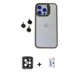 Marsilyan™- İphone 15 Pro Max Kılıf Yankı Asil Serisi - Siyah Bilvis 0.18Mm Plus Cam Ekran Koruyucu + Pvd Metal Kamera L