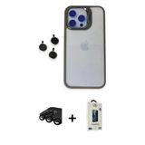 Marsilyan™- İphone 15 Pro Max Kılıf Yankı Asil Serisi - Siyah Bilvis Hayalet Cam Ekran Koruyucu + Raze Metal Kamera Lens