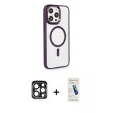 Marsilyan™- İphone 15 Pro Max Kılıf Yankı Işık Özel Seri - Şeffaf Pasifik Cam Ekran Koruyucu + Pvd Metal Kamera Lens - L