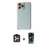 Marsilyan™- İphone 15 Pro Max Kılıf Yankı Serisi - Şeffaf 360 Full Body Arka Koruyucu + Pvd Metal Kamera Lens - Tu
