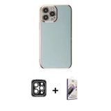 Marsilyan™- İphone 15 Pro Max Kılıf Yankı Serisi - Siyah Bilvis 3D Mat Cam Ekran Koruyucu + Pvd Metal Kamera Lens - Gı