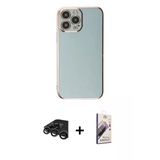 Marsilyan™- İphone 15 Pro Max Kılıf Yankı Serisi - Siyah Bilvis 3D Mat Cam Ekran Koruyucu + Raze Metal Kamera Lens - Tmg