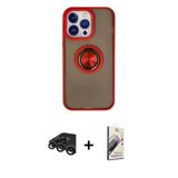 Marsilyan™- İphone 15 Pro Max Kılıf Yörünge Çizgi - Siyah Bilvis 3D Mat Cam Ekran Koruyucu + Raze Metal Kamera Lens - Tm