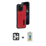 Marsilyan™- İphone 15 Pro Max Kılıf Yörünge Işık Serisi - Siyah Polymer Nano Ekran Koruyucu + Pvd Metal Kamera Lens - Gs