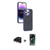 Marsilyan™- İphone 15 Pro Max Kılıf Yörünge Klasik - Şeffaf 360 Full Body Arka Koruyucu + Raze Metal Kamera Lens - Sh