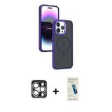 Marsilyan™- İphone 15 Pro Max Kılıf Yörünge Klasik - Şeffaf Pasifik Cam Ekran Koruyucu + Pvd Metal Kamera Lens - Gs