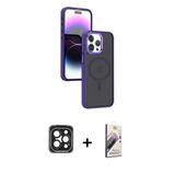 Marsilyan™- İphone 15 Pro Max Kılıf Yörünge Klasik - Siyah Bilvis 3D Mat Cam Ekran Koruyucu + Pvd Metal Kamera Lens - Sh