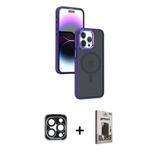 Marsilyan™- İphone 15 Pro Max Kılıf Yörünge Klasik - Siyah Bilvis Hayalet Cam Ekran Koruyucu + Pvd Metal Kamera Lens - L
