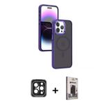Marsilyan™- İphone 15 Pro Max Kılıf Yörünge Klasik - Siyah Bilvis Hayalet Cam Ekran Koruyucu + Pvd Metal Kamera Lens - S