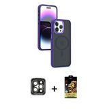 Marsilyan™- İphone 15 Pro Max Kılıf Yörünge Klasik - Siyah Buffer Cam Ekran Koruyucu + Pvd Metal Kamera Lens - Gı