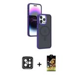Marsilyan™- İphone 15 Pro Max Kılıf Yörünge Klasik - Siyah Buffer Cam Ekran Koruyucu + Pvd Metal Kamera Lens - Sh