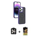 Marsilyan™- İphone 15 Pro Max Kılıf Yörünge Klasik - Siyah Buffer Cam Ekran Koruyucu + Pvd Metal Kamera Lens - Tu
