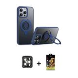 Marsilyan™- İphone 15 Pro Max Kılıf Zirve Çizgi Prime - Siyah Buffer Cam Ekran Koruyucu + Pvd Metal Kamera Lens - Gı