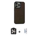 Marsilyan™- İphone 15 Pro Max Kılıf Zirve Işık Serisi - Siyah Bilvis 0.18Mm Plus Cam Ekran Koruyucu + Pvd Metal Kamera L