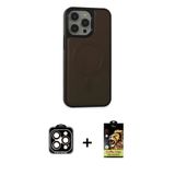 Marsilyan™- İphone 15 Pro Max Kılıf Zirve Işık Serisi - Siyah Buffer Cam Ekran Koruyucu + Pvd Metal Kamera Lens - Tu