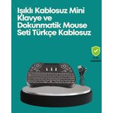 Marsilyan Işıklı Kablosuz Mini Klavye – 2.4 Ghz, Dokunmatik Mouse Özellikli - 1 - Renkli